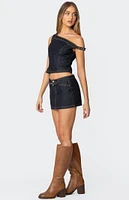 Edikted Keira Buckled Denim Mini Skirt