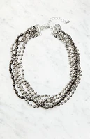 Silver Black Beaded Necklace