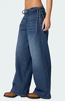 Edikted Katt Lace Up Baggy Jeans