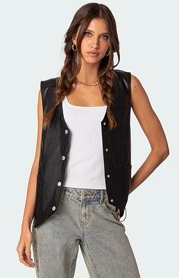 Edikted Kara Faux Leather Lace Up Vest