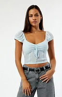 LA Hearts Sweetheart Cinched Mesh Top