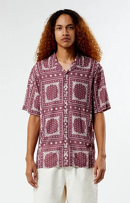 PacSun Brown Paisley Camp Shirt