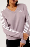 adidas Lavender 3-Stripes V-Neck Sweatshirt