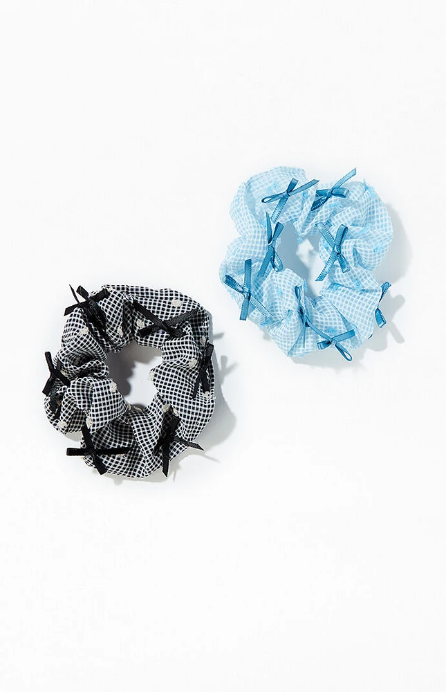 LA Hearts 2 Pack Gingham All Over Bow Scrunchies