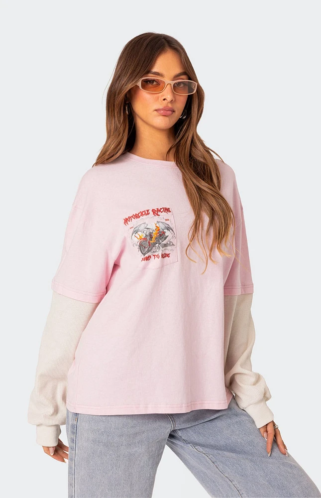 Racing Oversized Layered T-Shirt