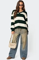 Edikted Oversized Striped Cable Knit Sweater