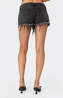 Edikted Exposed Pockets Low Rise Denim Shorts