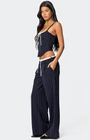 Edikted Pinstripe Peekaboo Drawstring Pants