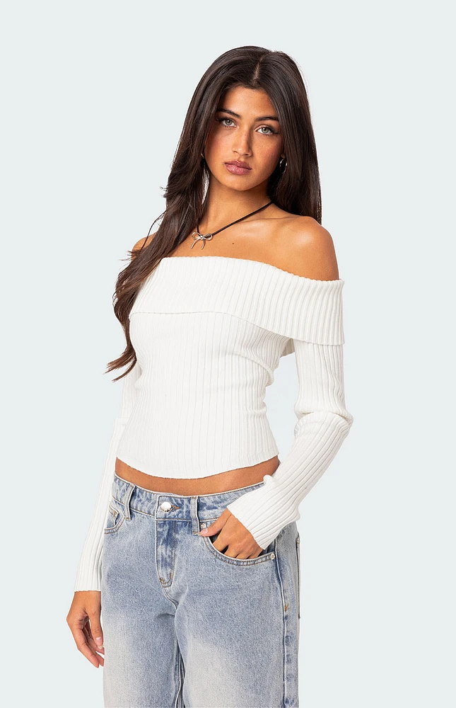 Edikted Lauren Knit Fold Over Top