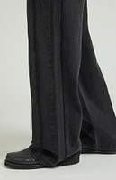 PacSun Black Frayed Fringe Extreme Baggy Jeans