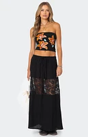 Edikted Double Tie Lace Panel Maxi Skirt