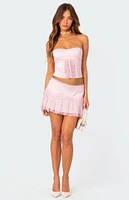 Lex Satin & Lace Ruffle Mini Skirt