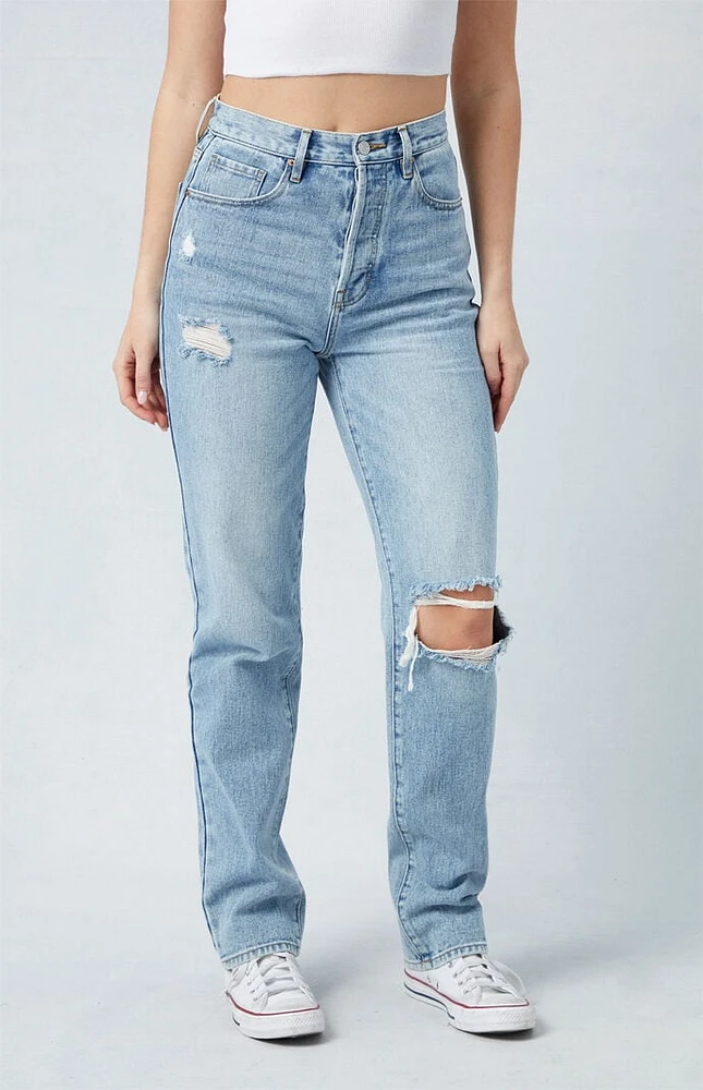 PacSun Light Indigo Ripped Dad Jeans