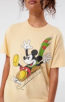 Junk Food Mickey Mouse Sledding Christmas T-Shirt