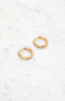 LA Hearts 14K Gold Plated Rhinestone Hoop Earrings
