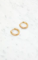 LA Hearts 14K Gold Plated Rhinestone Hoop Earrings