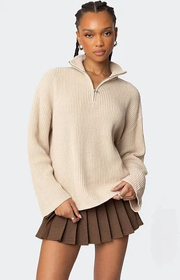 Edikted Amour High Neck Oversized Zip Sweater