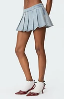 Edikted Elyssa Pleated Denim Mini Skort