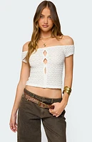 Edikted Layken Off Shoulder Texture Top