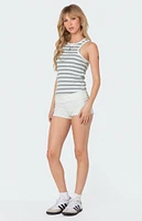 Edikted Racer Striped Ribbed Tank Top