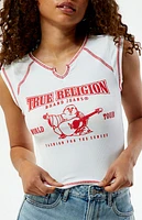 True Religion Contrast Stitch Ribbed Notched T-Shirt