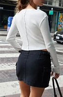 John Galt White Seam Front Long Sleeve Top