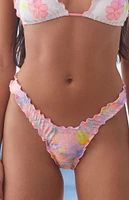 Kulani Kinis Sunset Ruffle High Cut Thong Bikini Bottom