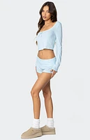 Edikted Lucilla Fold Over Ribbed Shorts