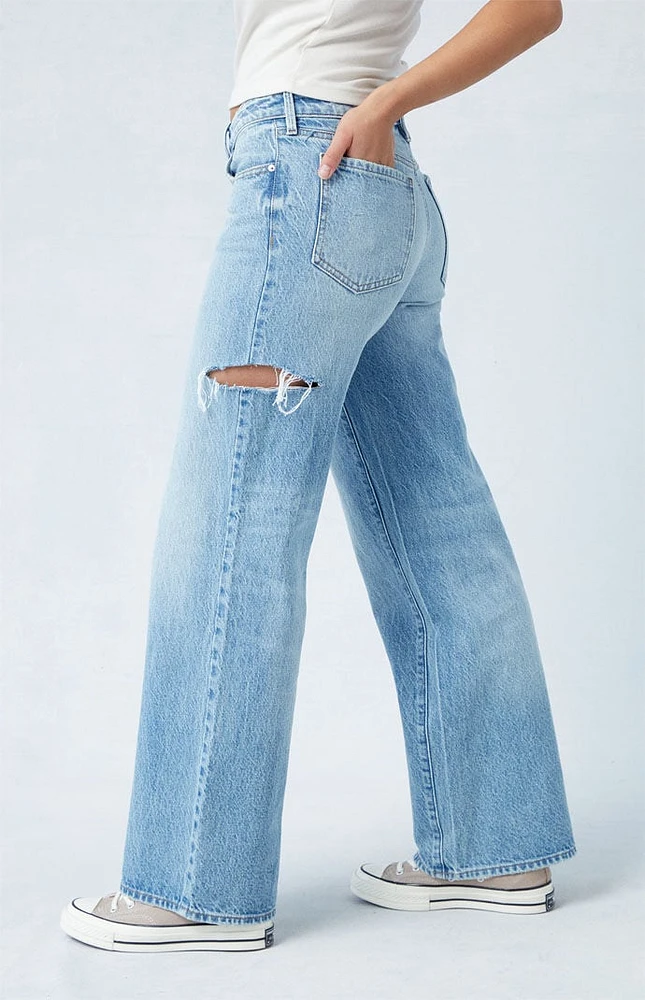 PacSun Light Indigo Side Slit Low Rise Girlfriend Jeans