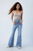 PacSun Eco Stretch Medium Indigo High Waisted Flare Jeans