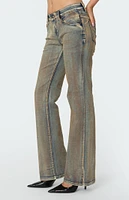 Edikted Boot Cut Low Rise Mud Washed Jeans