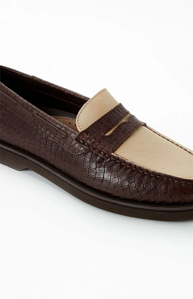 Eco Authentic Original Penny Double Sole Croc Embossed Loafers