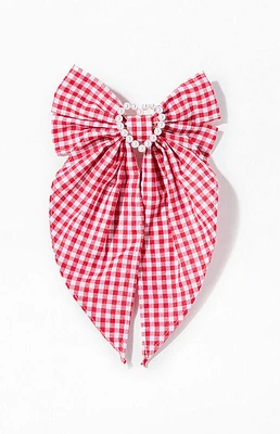 LA Hearts Gingham Pearl Heart Hair Clip