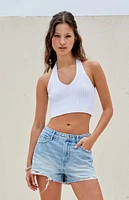 PacSun Light Indigo Star High Waisted Denim Festival Shorts