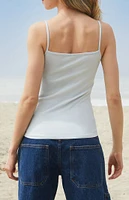 John Galt Light Blue Tiffany Henley Tank Top