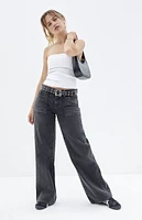 PacSun Casey Black Button Pocket Low Rise Baggy Jeans