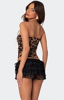 Edikted Lennox Leopard Print Mesh Corset