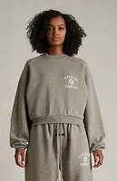 Fear of God Essentials Women's Heather Grey University Fleece Cropped Crew Neck Sweatshirt