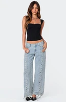 Edikted Laced Up Low Rise Jeans