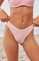 Bootin Bikinis Pink Gingham Kourtney High Cut Bikini Bottom