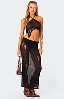 Edikted Britt Distressed Asymmetrical Knit Top