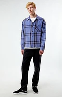 Pacsun Blue Washed Cropped Flannel Shirt