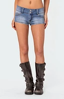 Edikted Honey Low Rise Denim Micro Shorts
