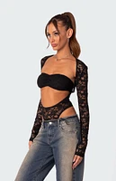 Edikted Zoey Sheer Lace Two Piece Bodysuit