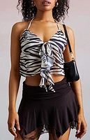 Third Charm Indy Zebra Ruffle Tank Top