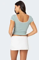 Edikted Cinched Lace Trim Top