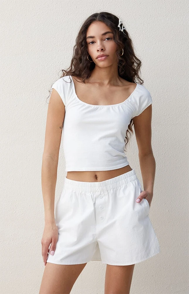 Beverly and Beck White Boxer Shorts