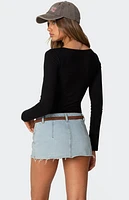 Edikted Jonah Long Sleeve V Neck Bodysuit