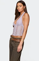 Edikted Naya Textured Sheer Lace Halter Top
