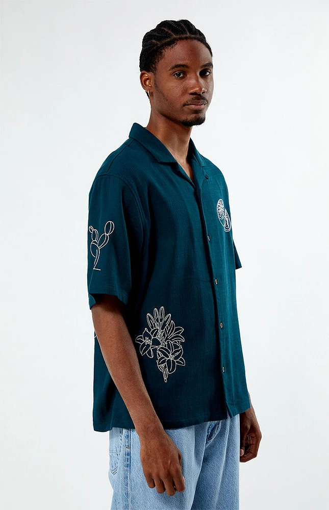 PacSun Stitch Applique Oversized Camp Shirt